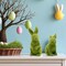 2Pcs Easter Moss Bunny Figurine, Flocked Rabbit Statue Figurine, Green Imitation Moss Rabbit Sculpture, for Easter Festival Garden Yard Home Party Ornament Decoration